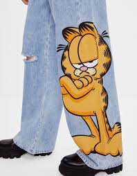 Garfield Bershka Jeans Denim Woman Bershka Naryady Kurtka Ukrashennye Dzhinsy