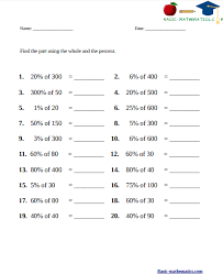 Name to appear on title Percentage Worksheets