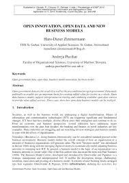Research, which describes open data government, indicators of open data measurement, . Pdf Open Innovation Open Data And New Business Models