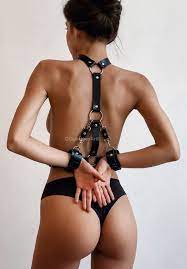 Womens Bondage BDSM Harness With Cuffs Vegan Leather - Etsy