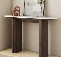 Marble Console Table Entryway Table with Fluted Base
