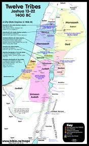 Map Of The Twelve Tribes Of Israel Joshua Divides The Land 1400 Bc