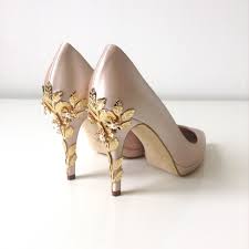 Harriet Wilde Joanie Gold Cherry Dyed Champagne Bridal Shoes Wedding Shoes Designer Wedding Shoes