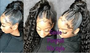 Finding easy hairstyles will not only make your life easier, but will give you an edge to your overall look. High Genie Ponytail With Bangs Jamaican Hairstyles Blog