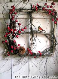 Ready To Ship Crimson Berry Window Winter Wreath Birch Window Basteln Weihnachten Basteln Herbst Und Weihnachten