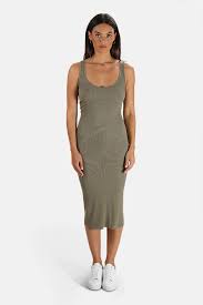Rib Tank Dress Enza Costa In Military Silk Viscose Lycra Ribbed Tank Dress Tank Dress Dresses