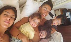 Cristiano ronaldo and georgina rodriguez kids dancing to georginas song. Cristiano Ronaldo Shares Adorable Early Morning Selfie With Partner Georgina Rodriguez And Kids Daily Mail Online