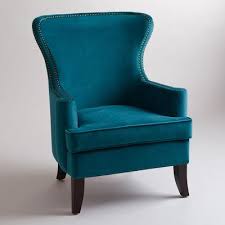 The Houston House Peacock Blue Wingback Chair Teal Chair Living Room Chairs