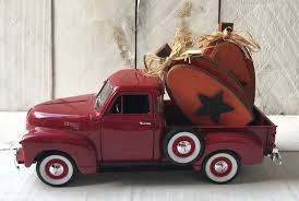 Diecast Vintage Pickup Truck Fall Truck Decor Farmhouse Truck Decor Vintage Truck Little Red Truck Prim Pumpkins Vin Red Truck Decor Red Truck Pickup Trucks
