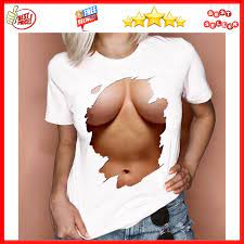 Women men funny creative Big Boobs breast 3D Print Casual T-Shirt Short  Sleeve F | eBay