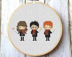Harry Potter Cross Stitch Pattern Hermione Granger Ron Weasley Gryffindor Cross Stitch Cross Stitch Harry Potter Harry Potter Cross Stitch Pattern Cross Stitch