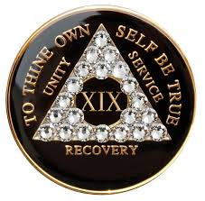 Amazon.co.jp: Sobriety Chip AA ダイヤモンド キラキラ 結晶化ブラック 三重板 (19歳) : 文房具・オフィス用品