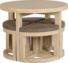 Cambourne Stowaway Dining Set Table With 4 Brown Fabric Chairs Oak Foil Veneer Oak Finish Furniture Round Wooden Dining Table Diy Furniture