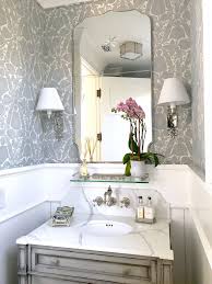 Plus the textured wallpaper, dark flooring and soft color on the vanity add elegance to this space. Gorgeous New Gray And White Powder Room Classic Casual Home Powder Room Ideas Elegant White Marble Bathrooms Powder Room Decor
