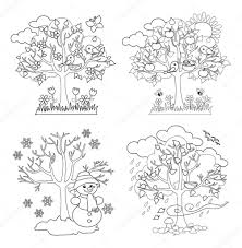 Quattro Stagioni Alberi Clipart E Vettoriali Con Primavera Estate Autunno E Inverno Alberi Disegni Da Colorare Quattro Stagioni Stagioni Disegni Da Colorare