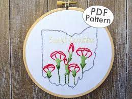 Ohio Flower Hand Embroidery Pattern Carnation Flower Etsy Hand Embroidery Pattern Embroidery Patterns Embroidery Flowers