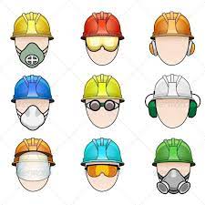 Set Of Worker Icons In Helmet With Protective Gear Human Icon Icon Icon Set