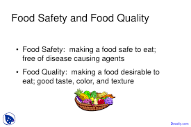 • summarize the food safety and consumer according to the food and agriculture organization of the united nations (fao), food quality is a complex. Food Safety And Food Quality Food Science Lecture Slides Docsity
