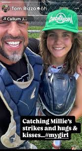 Father and daughter playing catcher