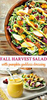 Healthy Thanksgiving Side Dish Fall Harvest Salad With Pumpkin Goddess Dressing Recipe Thanksgiving Recipes Side Dishes Healthy Thanksgiving Recipes Thanksgiving Side Dishes Healthy