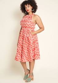 The Bolder I Get Cotton Dress In Retro Orange Plus Size Cocktail Dresses Coral Cocktail Dress Red Cocktail Dress