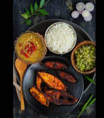 Lunch Is Served And On The Menu Is Steamed Rice Cherupayar Green Gram Curry Beans Coconut Stir Fry Black Tilapia Marinated In A Steamed Rice Lunch Curry