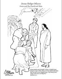 Faith sprouts jesus heals a paralyzed man. Jesus Heals Coloring Page Audio Bible Story And Script Available At Http Kidscorner Reframemedia Com Bible Jesus Heals Bible Coloring Pages Bible Coloring