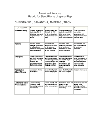 Illustrate the song creatively and accurately according to the figurative language. Block 1 Rubric For Songor Rapfinalproject 2013