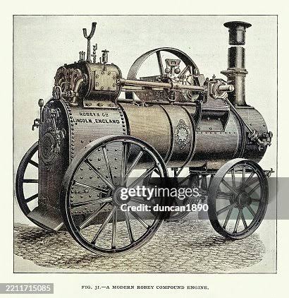 History Of Steam Engine Industrial Revolution Compound Engine Victorian 19th Century Vintage Photograph Robey And Co Lincoln High-Res Vector Graphic - Getty Images