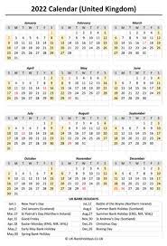 2022 printable calendar templates for united kingdom uk bankholidays co uk