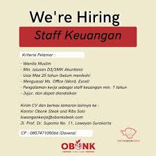 Order panduan soal cpns 2021. Lowongan Kerja Staff Keuangan Obonk Steak Di Solo Info Loker Solo