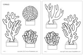 Corals Printable Templates Coloring Pages Firstpalette Com Coral Reef Craft Coloring Pages Ocean Crafts