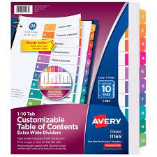 Staples is helping businesses of all sizes be more productive, connected and inspired. Avery Ready Index Toc Paper Divider Color 10 Tab 11165 Walmart Com Walmart Com