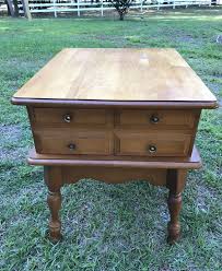 Vintage Table Athens Table Mid Century One Drawer Maple End Table Brass Hardware Origingal Label By Booboozbazaar On Etsy Vintage Table Table End Tables