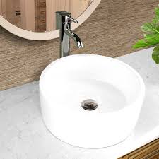 16 inch round white vessel sink