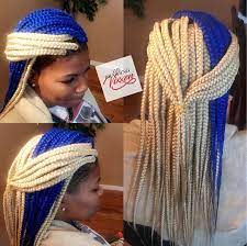 Blonde And Blue Medium Box Braids Braiding Vixxen Box Braids Hairstyles Box Braids Hairstyles For Black Women Box Braids