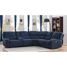Shop wayfair for all the best blue reclining sectionals. Dundee Modular Power Reclining Sectional W Power Headrests Navy Blue Coaster Furniture Furniture Cart