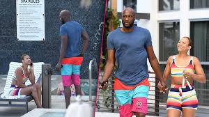 Lamar odom continued relaxing in miami with his new fiancee sabrina parr amid claims his son learned about their engagement on social media. Lamar Odom And Fiance Hit Pool After Shock Engagement