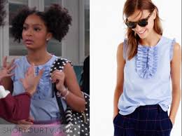 Blackish Season 3 Episode 16 Zoey S Blue Sleeveless Ruffle Top Shop Your Tv Meanwhile, bow, pops and ruby set off on their own adventure there. shopyourtv