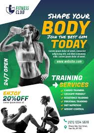 Gym Fitness Center Flyer Template Fitness Flyer Workout Posters Fitness Design