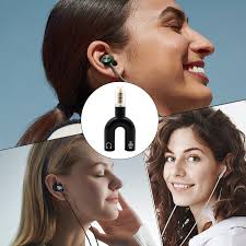 Nudorpn Divisor de audio para auriculares, adaptador de auriculares para  portátil, en forma de U, conector