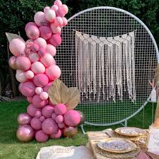 Inflate balloons on the day of i love these pink and gold princess birthday party supplies and ideas i have here for you. Pink And Rose Gold Balloon Arch Birthday Decorations Inspired By Alma
