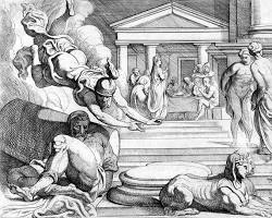 Image of Odyssey Book 20 classical art Suitors plotting eagles omen final morning