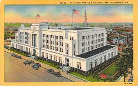 U S Post Office And Court House Norfolk Va Postcard Post Office Norfolk Va