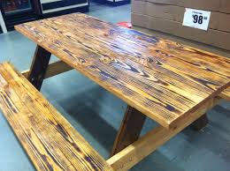 Burned And Stained Picnic Table So Easy To Make Table Picnic Table Coffee Table
