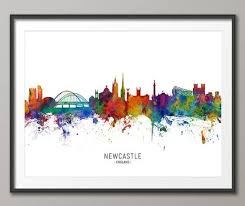 Newcastle Skyline England Cityscape Painting Art Print Poster Etsy Poster Prints Paintings Art Prints Cityscape Painting