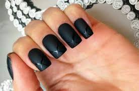 Matte Black W Shiny Black Line Pattern Across Tips Unique Nails Nails Hair And Nails