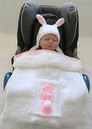 Baby Bunting Bunny Hooded Car Seat Blanket Knitting Pattern By Creative Knits Bunny Baby Blanket Special Baby Shower Gift Baby Bunting