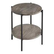 Entry accent tables can be used in any room. Nova Round Gray Wood Black Metal Accent Table