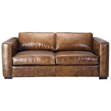 Canapes Droits 3 Places Cuir Et Croute De Cuir Maisons Du Monde